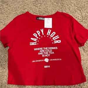 Girl Dangerous Red Happy Hour Cropped Tee